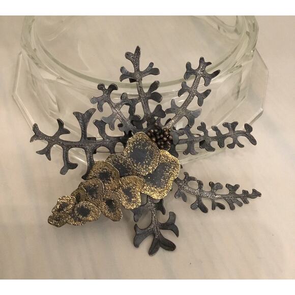 Tai & Tiara Kim Platinum/24k Gold/Oxidized Sterling 1-Of-A-Kind Pendant/Brooch - Picture 1 of 5